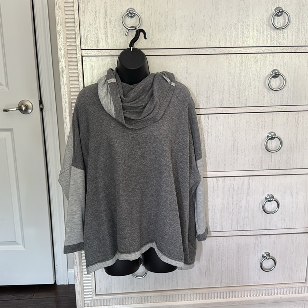 CAbi Charcoal Cowl Neck Top